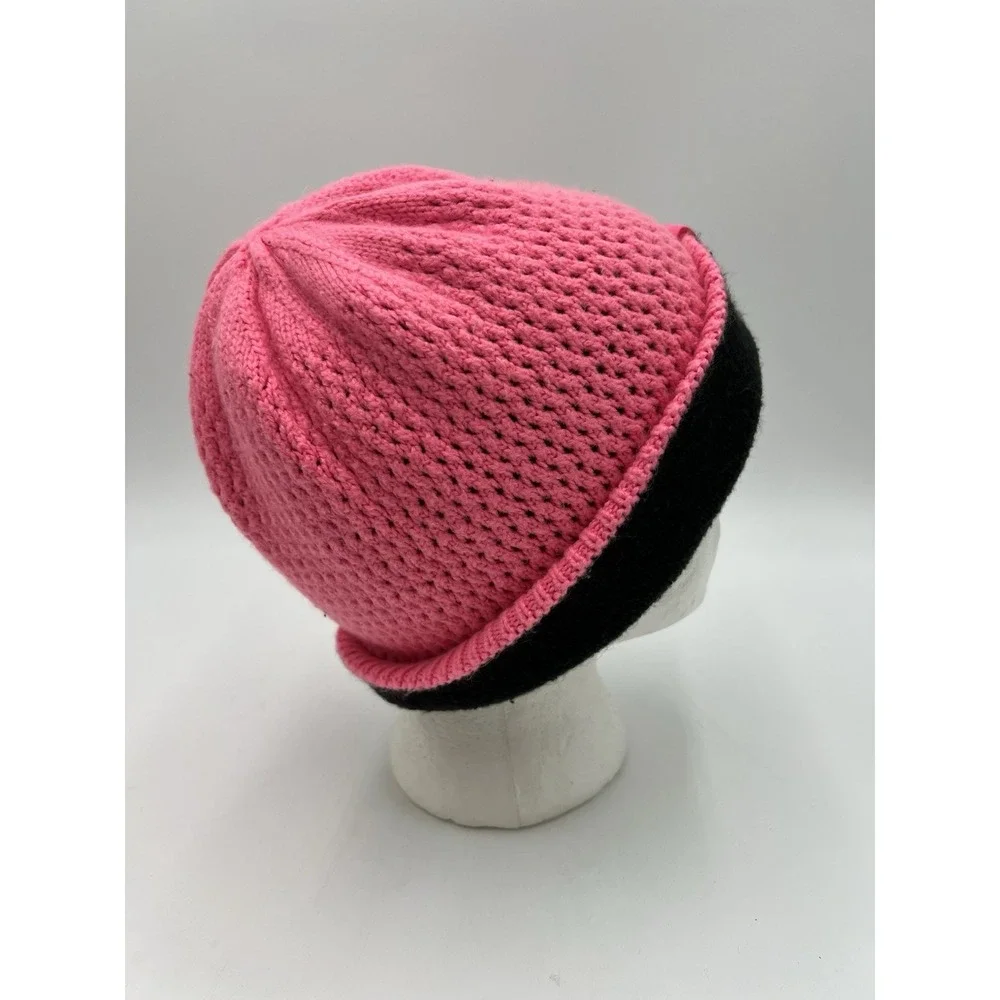 The North Face Shinsky Beanie Pink Black Knit Winter Hat Youth OSFA EUC